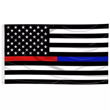 Thin Blue Line BLUE-RED-AMERICAN-3X5 Dual Flag with Grommets, 3' x 5'