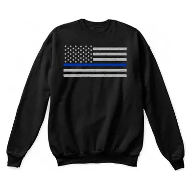 Thin Blue Line Classic Crew Neck Sweatshirt, Black