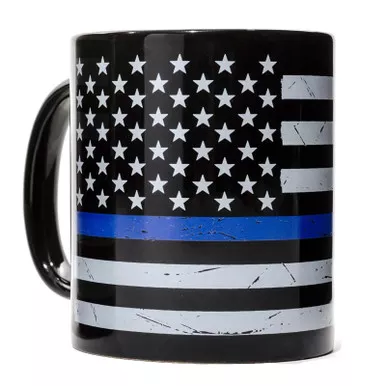 Thin Blue Line Distressed American Flag Coffee Mug