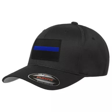 Thin Blue Line FlexFit Black Background Hat, Black