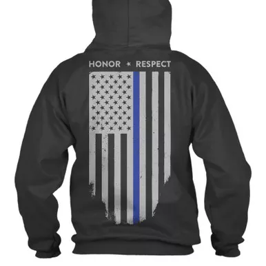 Thin Blue Line Honor & Respect American Flag Hoodie