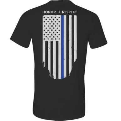 Thin Blue Line Men's Performance Polyester Honor & Respect Short Sleeve T-Shirt, Black