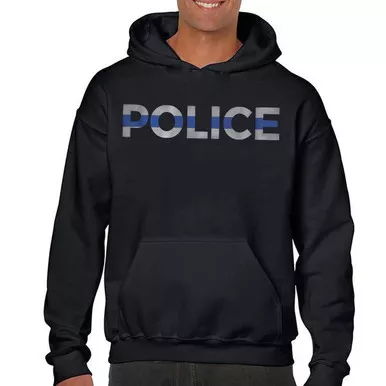 Thin Blue Line Men's Police Hoodie, Black