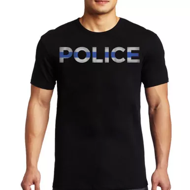 Thin Blue Line Men's Police Short Sleeve T-Shirt, Black