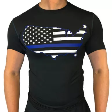 Thin Blue Line Men's USA Compression Short Sleeve Shirt