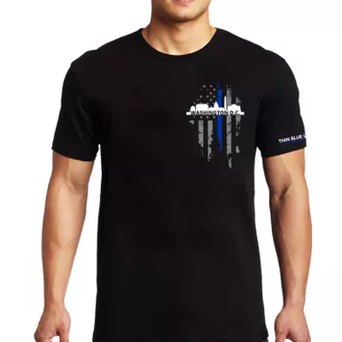 Thin Blue Line Men's Washington D.C. Skyline Short Sleeve T-Shirt, Black
