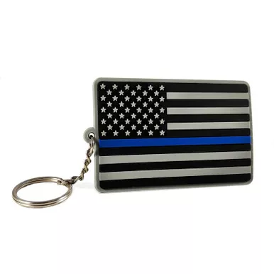 Thin Blue Line PVC-TBL-KEY American Flag Keychain
