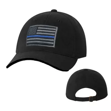 Thin Blue Line SLIDE-SUBDUE-BLACK Slide Buckle Subdued American Flag Hat