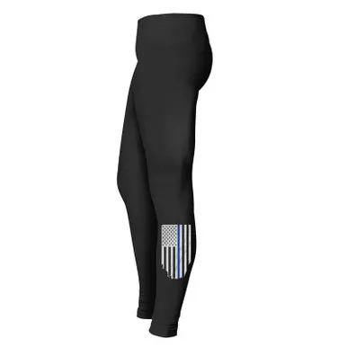 Thin Blue Line Vertical Flag Leggings, Black