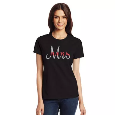 Thin Blue Line Women's Mrs. Design Short Sleeve T-Shirt, Black