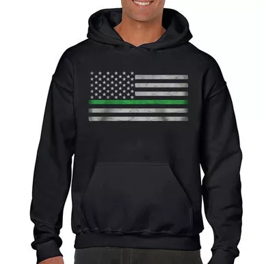 Thin Green Line Men's Classic Flag Hoodie, Black
