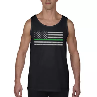 Thin Green Line Men's Classic Flag Tank Top, Black