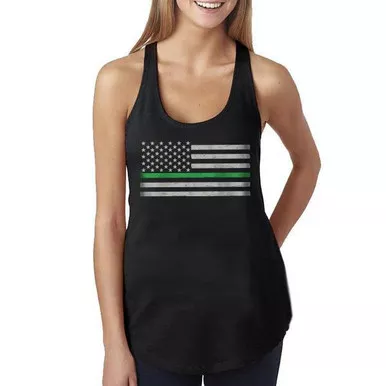 Thin Green Line Women's Classic Flag Tank Top, Black