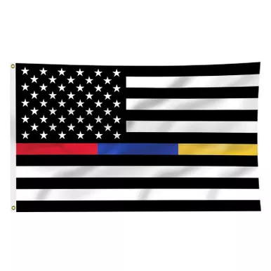 Thin Red/Blue/Gold Line American Flag with Grommets, 3' x 5'