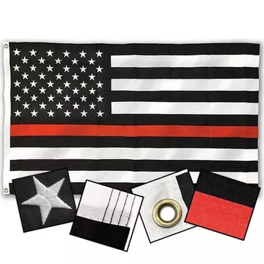 Thin Red Line DuraSleek™ American Flag, Sewn & Embroidered