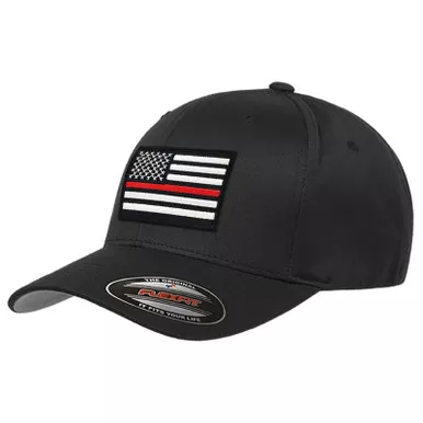 Thin Red Line FlexFit American Flag Hat, Black