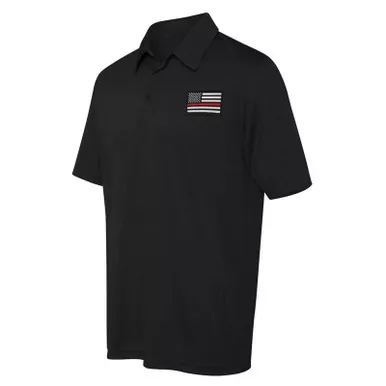 Thin Red Line Men's American Flag Polyester Sport Polo, Black