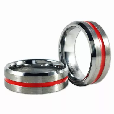 Thin Red Line Women's Tungsten Ring