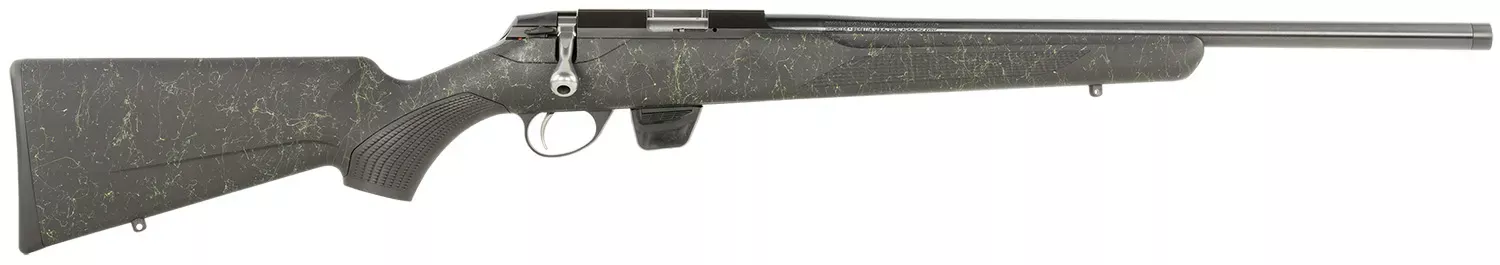 Tikka T1X Roughtech 22 LR Rifle 20" Black with Green Webbing JRT1XRT300