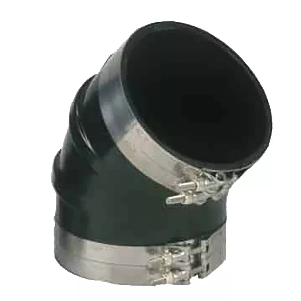 Trident Marine 8″ ID 45-Degree EPDM Black Rubber Molded Wet Exhaust Elbow w/4 T-Bolt Clamps