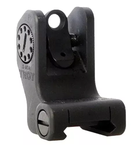 Troy Ind Rear Fixed BattleSight Round Black Hardcoat Anodized AR-15/AR-10