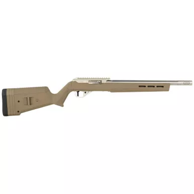 True Precision Inc TP1022FDE3SS TP/22 22 LR 16" Match Grade Barrel, Clear Coat Silver Anodized Aluminum Receiver w/Picatinny Rail, M-LOK Forend, Flat Dark Earth Magpul Hunter X-22 Polymer Stock