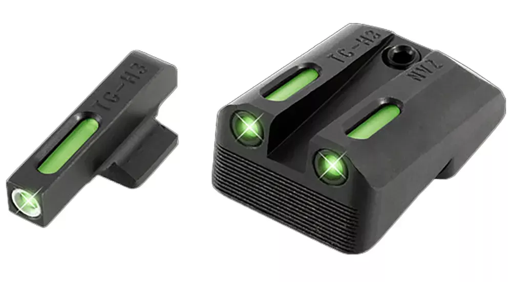 TruGlo TFX3-Dot Set Tritium Fiber Optic Green White Outline Front Green Rear with Nitride Fortress Finished Frame