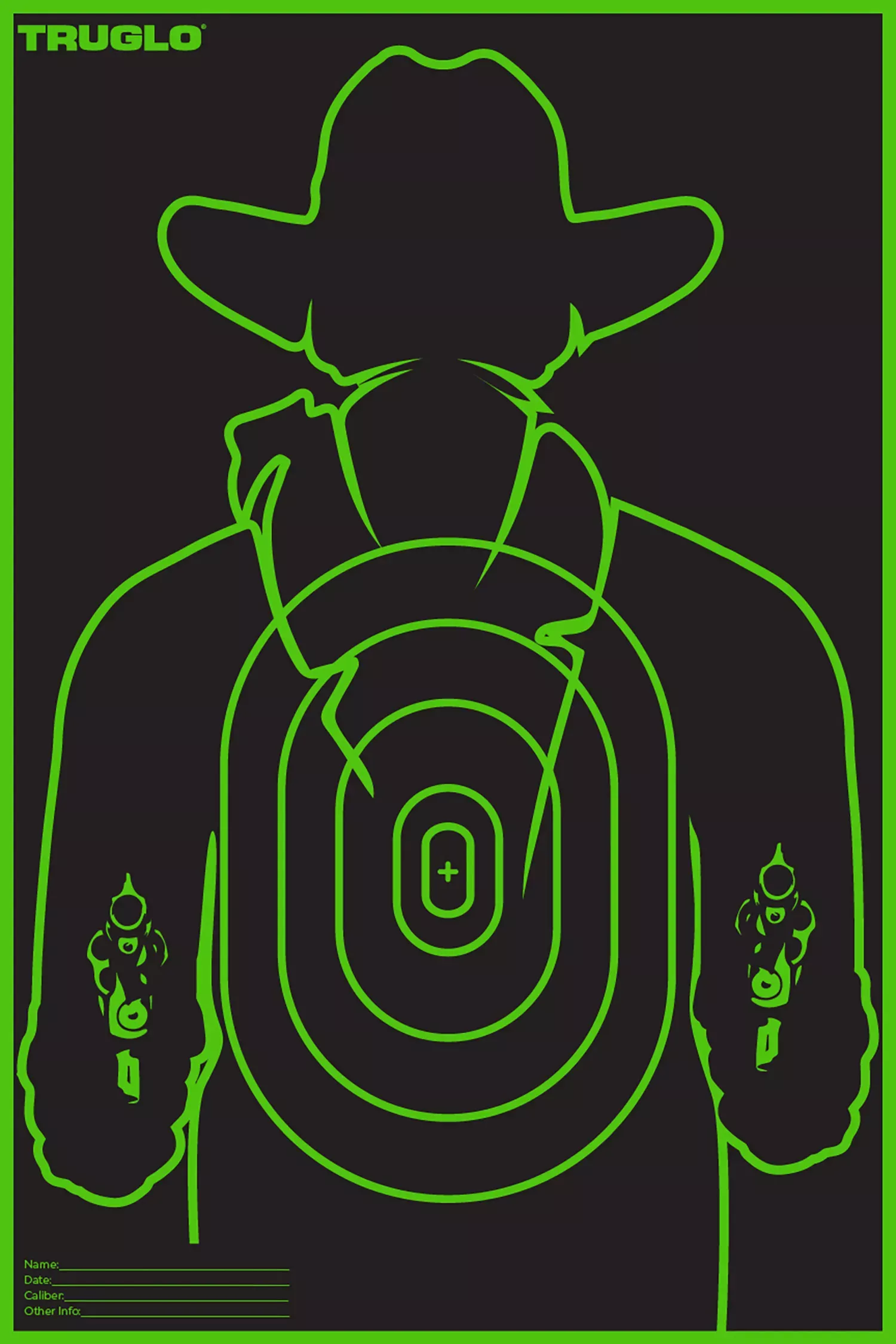 TruGlo Tru-See Gunslinger Target Black/Green Self-Adhesive Heavy Paper Universal Fluorescent Green 12 Pack