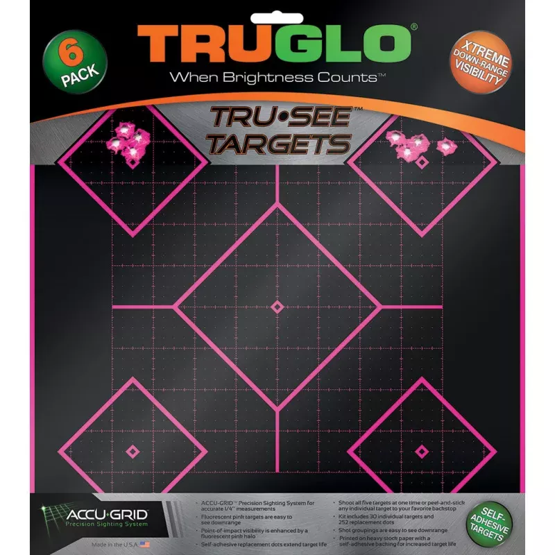 TruGlo TruSee Splatter 5-Diamond Target Pink 12×12 6 pk.