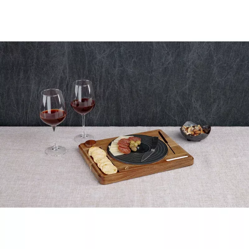 Turntable Acacia and Slate Cheese Board with Knife
