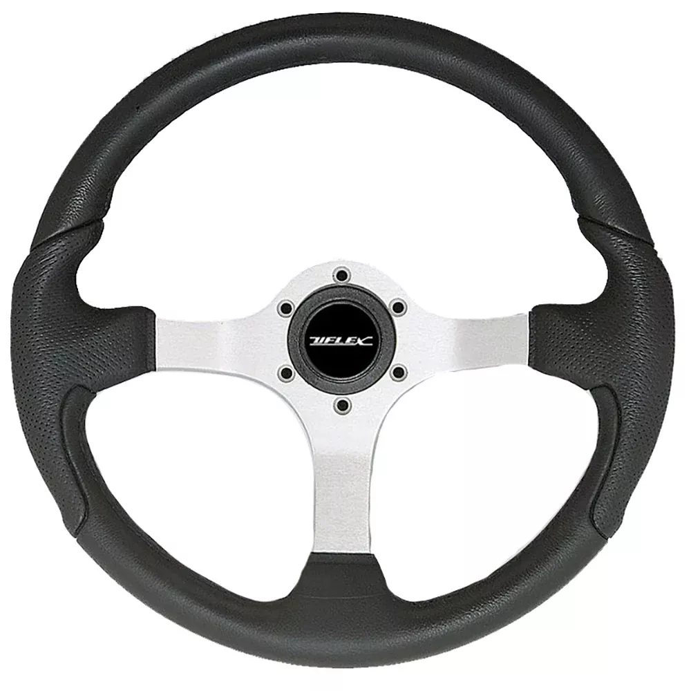 Uflex Nisida Steering Wheel 13.8″ – Black Polyurethane Grip w/Black Aluminum Spokes
