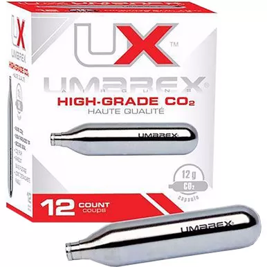 Umarex 2252533 12 Gram CO2 Cylinder, Silver, 12 Pack