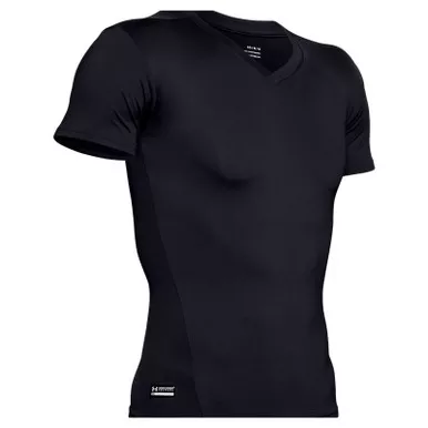 UNDER ARMOUR Men's Tactical HeatGear Compression Black/Clear Medium V-Neck T-Shirt (1216010-001-MD)