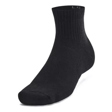 UNDER ARMOUR Unisex Training Cotton 6-Pack Black/White Quarter Socks, MD (1386318-001-MD)