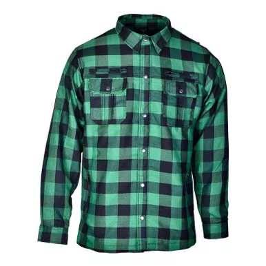 VANCE LEATHERS USA Men's Waterproof Zippers Optional C.E. Armor Green/Black Riding Shirt (HMM1504GnB)