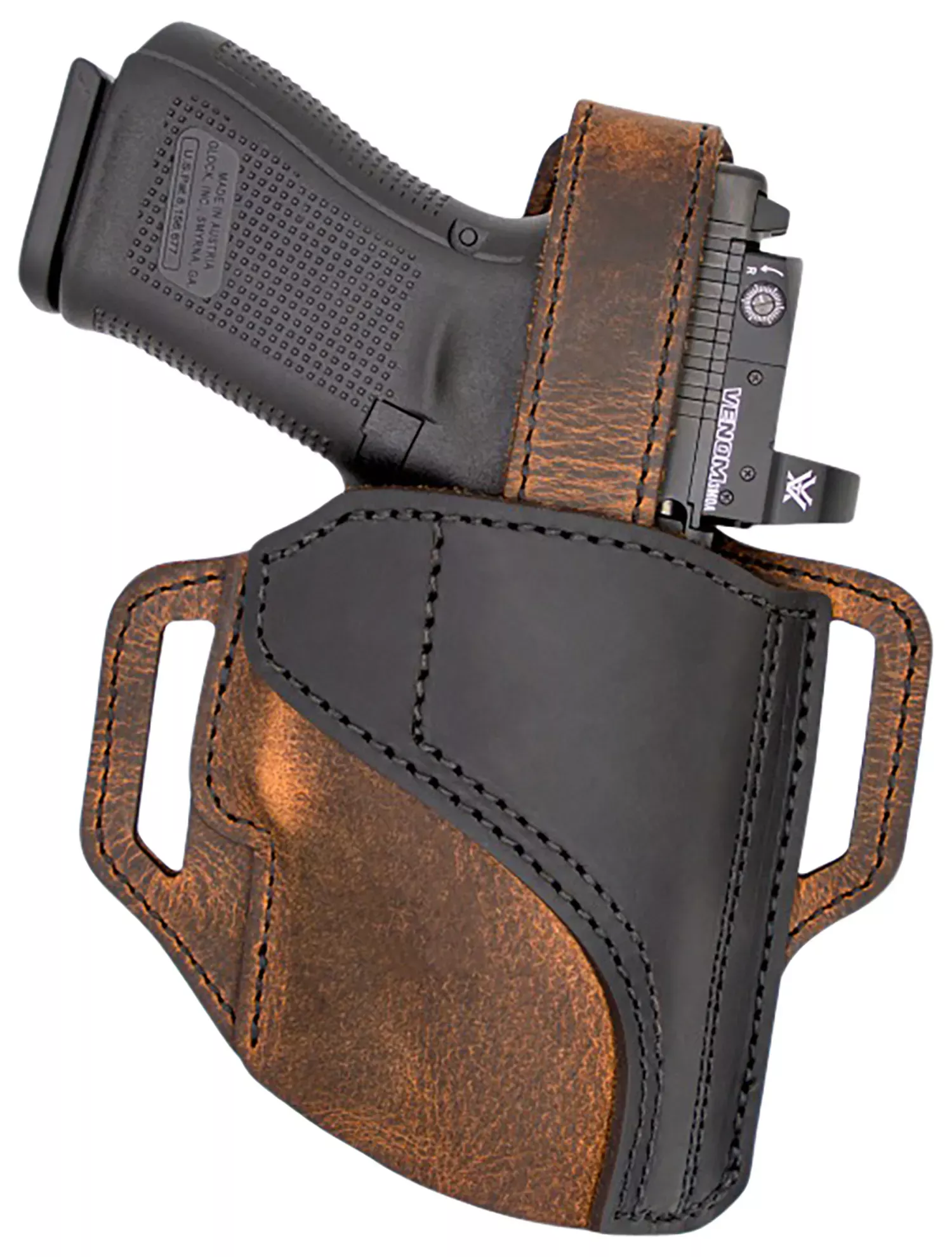 Versacarry Trooper OWB Size 01 Black/Brown Leather Belt Slide RH