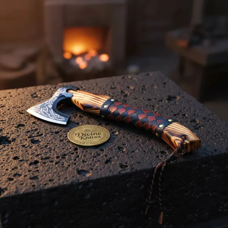 Viking Axe | Hand-Woven Leather HandleDivine Knives