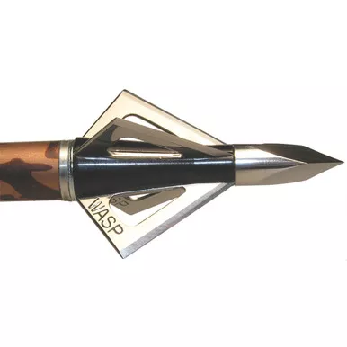 Wasp 4100 Boss Broadheads, 4 Blade, 100 Grain, Black, 3 Pack