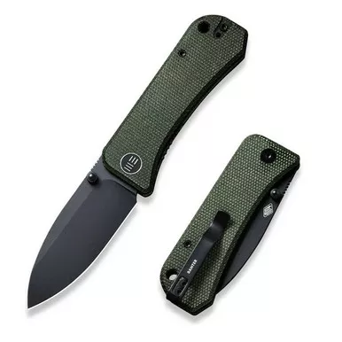 We Knife 2004J Banter Folding Knife 2.90" S35VN Drop Point Plain Edge Blade, Green Micarta Handle
