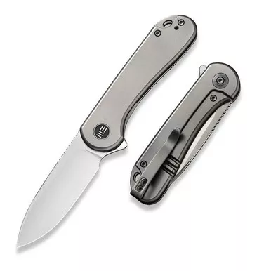 We Knife WE18062X-1 Elementum Flipper Folding Knife 2.96" 20CV Drop Point Plain Edge Blade, Gray Titanium Handle