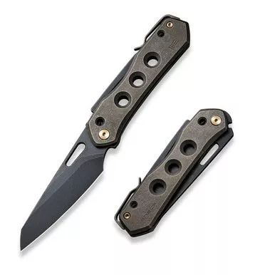 We Knife WE21031-4 Vision R Manual Folding Knife 3.54" 20CV Reverse Tanto Plain Edge Blade, Blue Titanium Handle