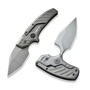 We Knife WE21036B-2 Typhoeus Adjustable Fixed Blade Knife 2.27" 20CV Tanto Plain Edge Blade, Gray Titanium Handle