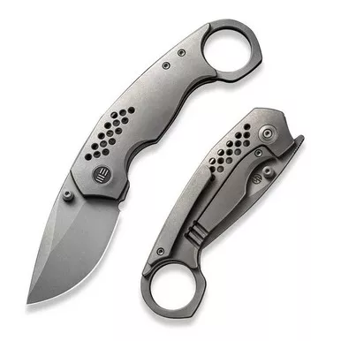 We Knife WE22013-1 Envisage Front Flipper Folding Knife 2.42" 20CV Drop Point Plain Edge Blade, Gray Titanium Handle