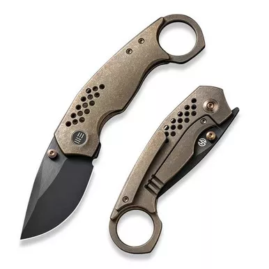 We Knife WE22013-3 Envisage Front Flipper Folding Knife 2.42" 20CV Drop Point Plain Edge Blade, Bronze Titanium Handle