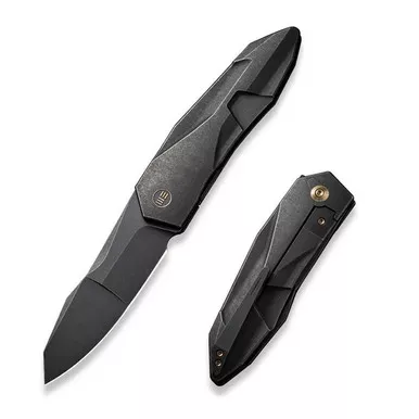 We Knife WE22028-1 Solid Flipper Folding Knife 3.88" 20CV Spear Point Plain Edge Blade, Black Titanium Handle