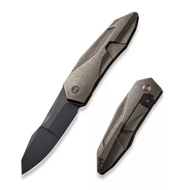 We Knife WE22028-3 Solid Flipper Folding Knife 3.88" 20CV Spear Point Plain Edge Blade, Bronze Titanium Handle