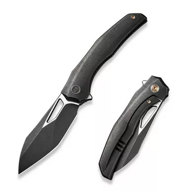 We Knife WE22042B-1 Ignio Flipper Folding Knife 3.30" 20CV Wharnto Plain Edge Blade, Black Titanium Handle