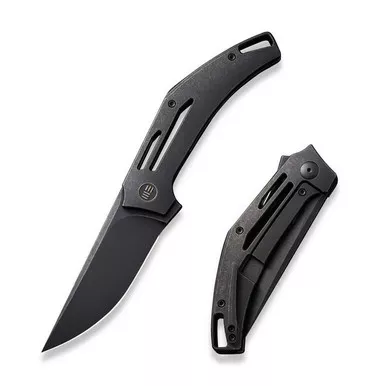 We Knife WE22045C-1 Speedliner Flipper Folding Knife 3.39" 20CV Drop Point Plain Edge Blade, Black Titanium Handle