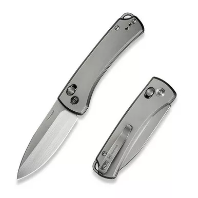 We Knife WE22046-2 Nightblade Crossbar Lock Folding Knife 2.98" 20CV Drop Point Plain Edge Blade, Polished Titanium Handle