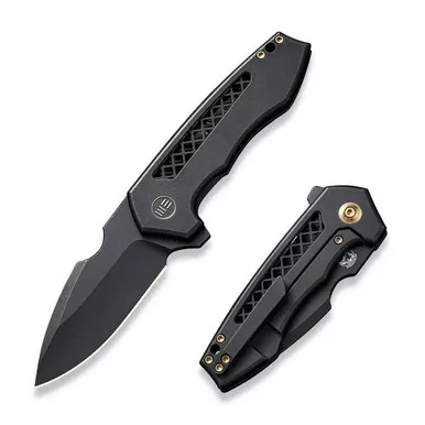 We Knife WE23019-1 Harpen Flipper Folding Knife 2.98" 20CV Modified Drop Point Plain Edge Blade, Black Titanium Handle